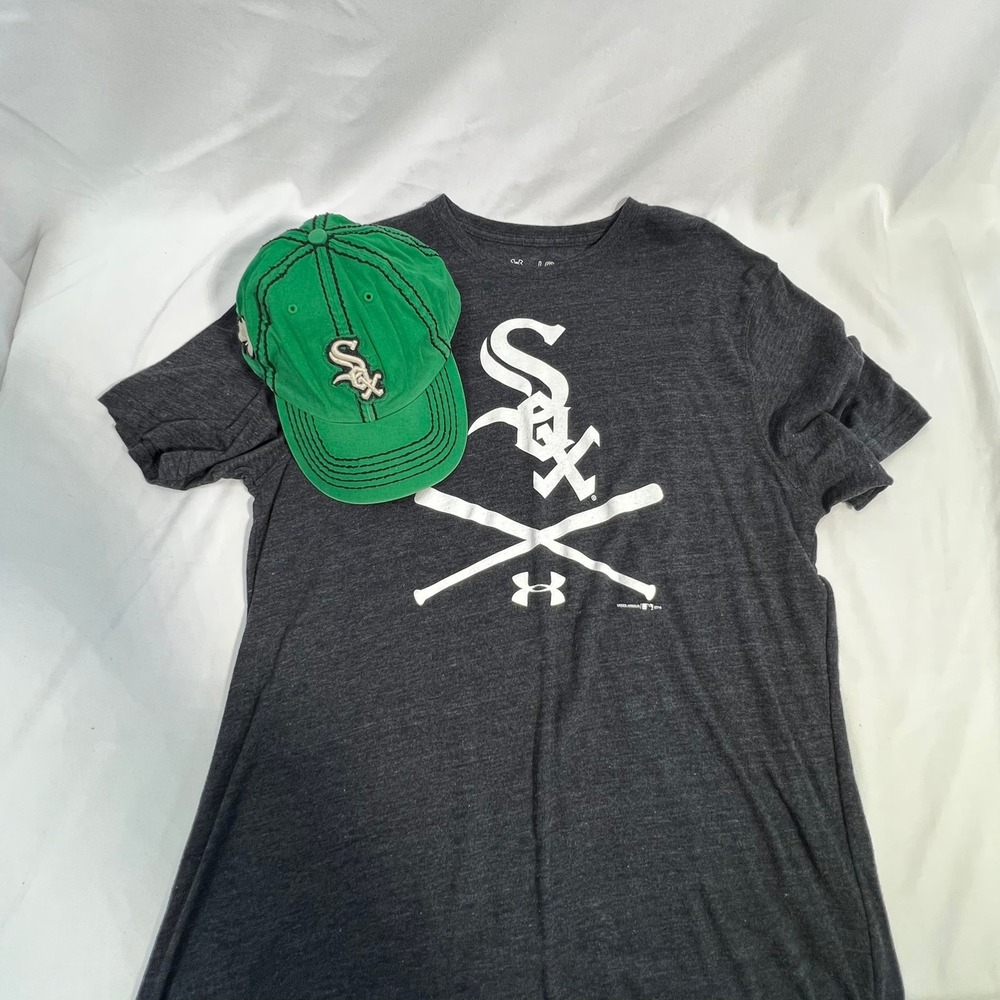 Chicago White Sox Bundle Under Armour Shirt LG & green St Patricks Day Hat cap